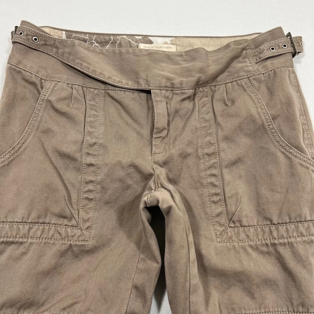 Banana Republic Heritage Utility Pants Italian Linen Blend Buckle Taupe Womens 2